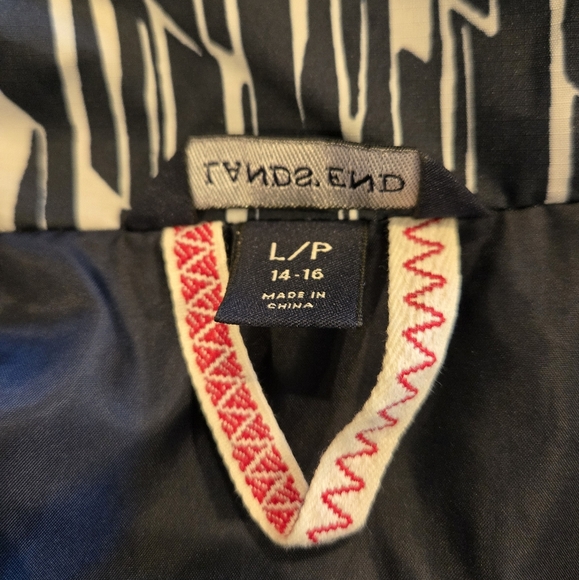 Lands' End Raincoat utility jacket Black, White with Red Accents - Picture 11 of 13